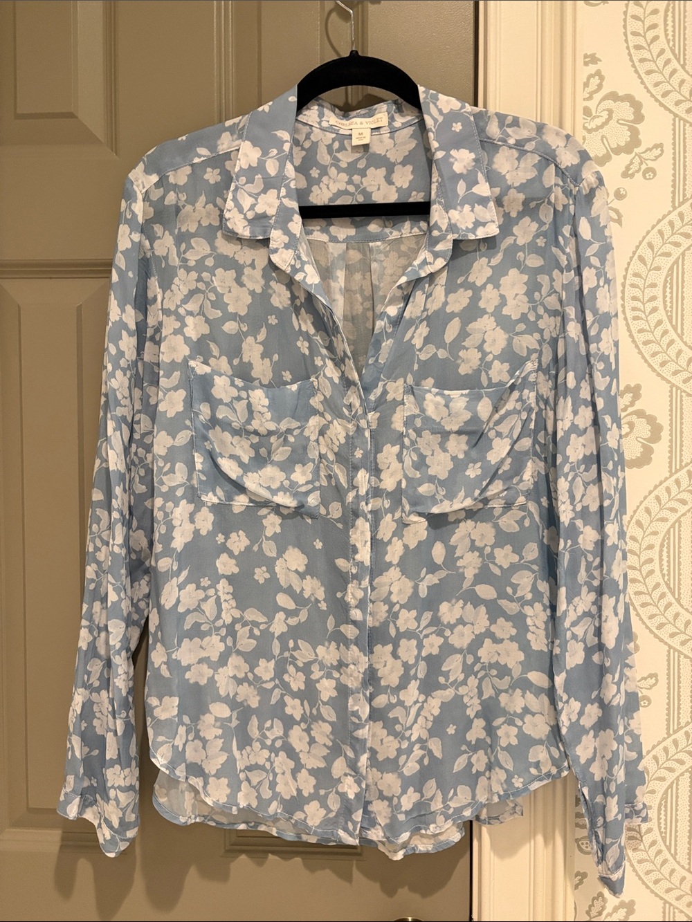 Chelsea & Violet Light Blue and White Floral Button-Down Shirt